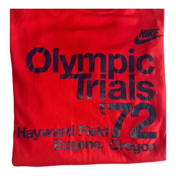 VINTAGE NIKE T-SHIRT RED LARGE OLYMPIC TRIALS 1972 OREGAN TRACK & FIELD RARE - Picture 4 of 7